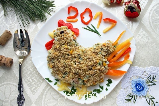 Салат «Петушок» на новый год 2017 с фото