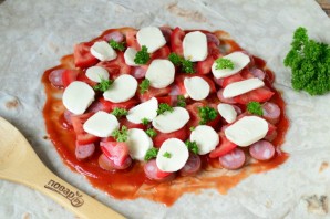 Пицца в лаваше на сковороде - фото шаг 4