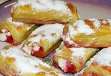 Слоёные трубочки с малиной