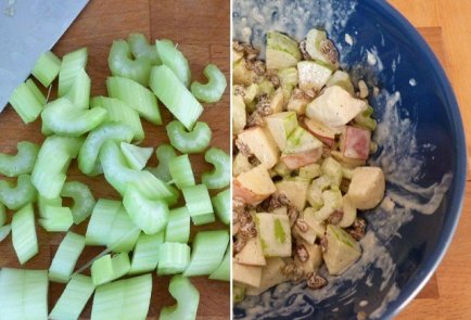 Салат «Вальдорф» с яблоками, изюмом и сельдереем