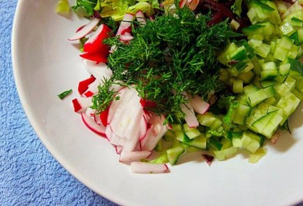 Холодный борщ с огурцом и редиской