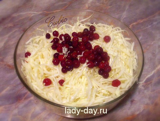 Салат из капусты и моченой клюквы