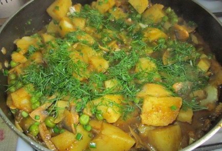 Картофель и шампиньоны с кокосовым молоком