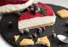 Торт без выпечки с творогом и желатином