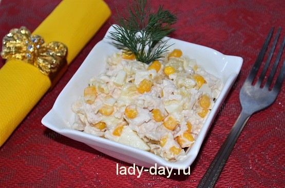 Салат из курицы с ананасом, рецепт с фото
