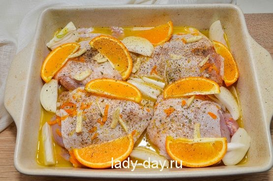 курица с апельсинами в духовку