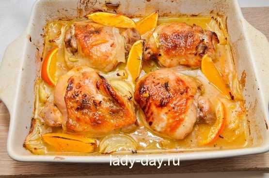 запеченная курица с апельсинами в духовке