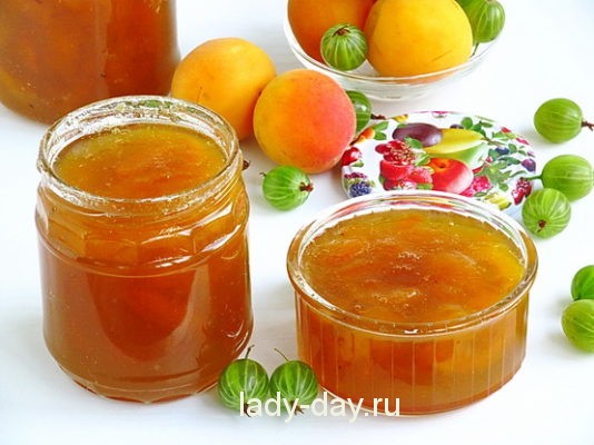Джем из крыжовника и абрикосов
