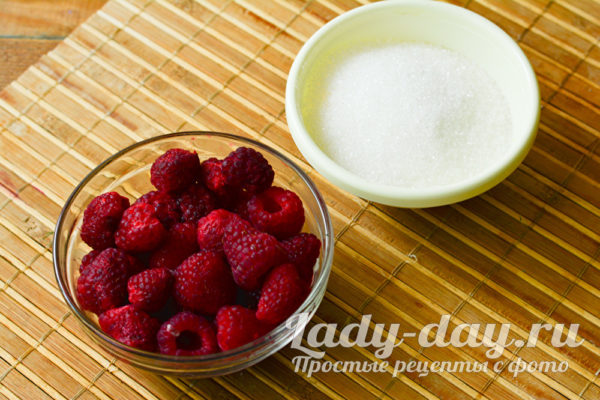 ингредиенты для малины с сахаром