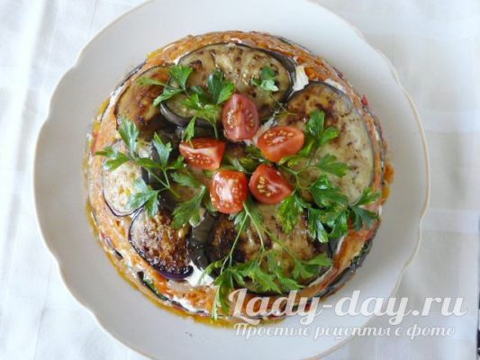 торт из баклажанов с помидорами