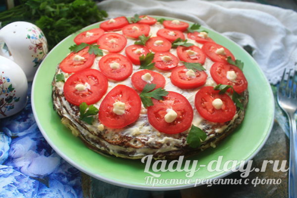 Печеночный торт из куриной печени рецепт с фото