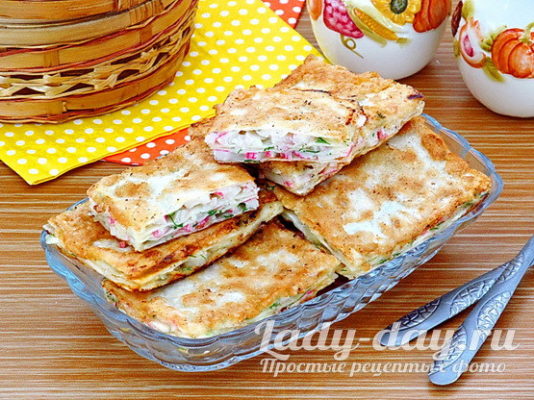 ~Закуска из лаваша с крабовыми палочками рецепт с фото