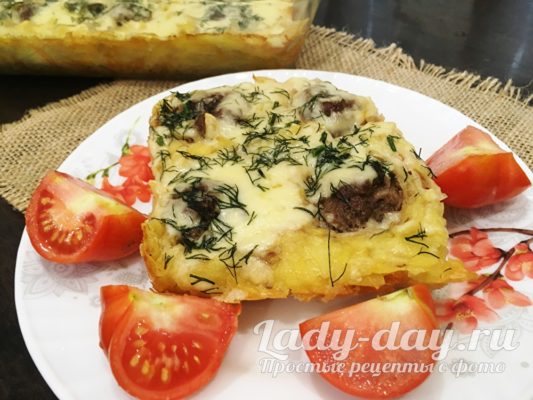 запеканка с фрикадельками и картофелем в духовке