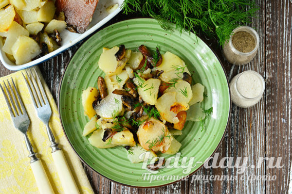 запеченный картофель с грибами