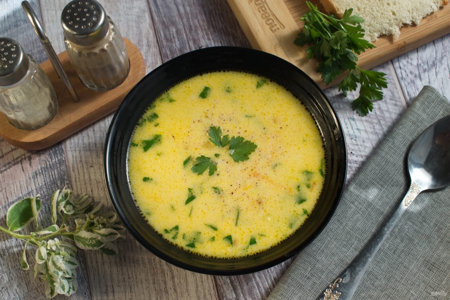 Овощной суп с гречкой и плавленым сыром