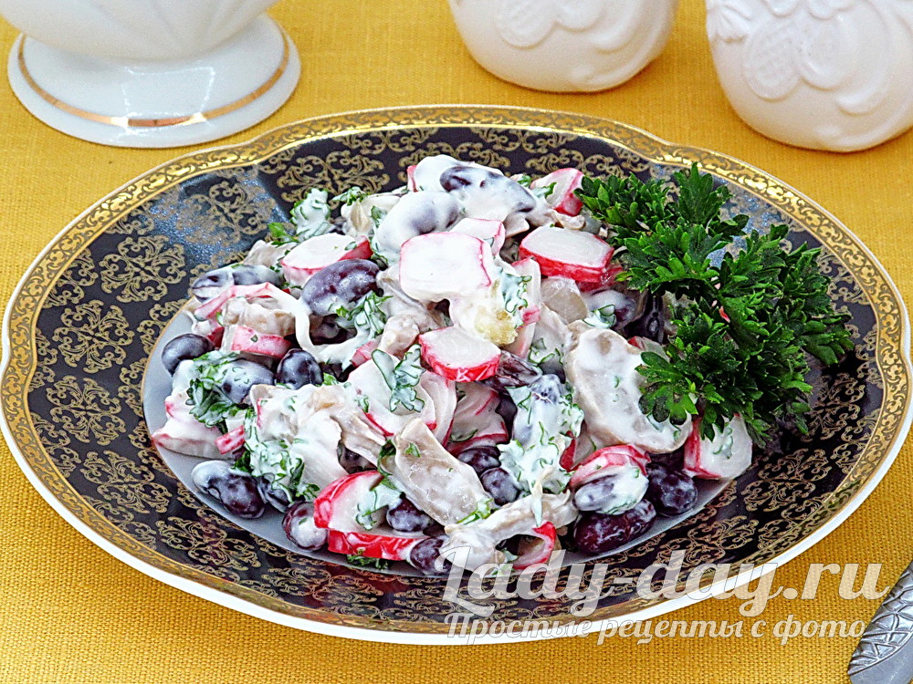 Салат из крабовых палочек и фасоли фото 