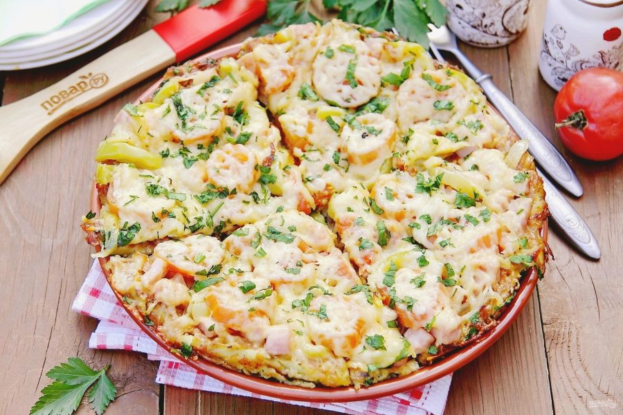 Картофельная запеканка на сковороде