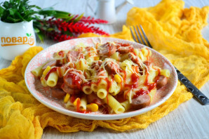 Макароны с сосисками в мультиварке - фото шаг 9