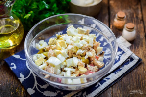 Салат с грибами, курицей и ветчиной - фото шаг 6