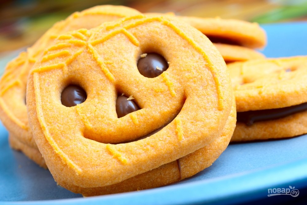 Печенье в виде тыквы на Хэллоуин