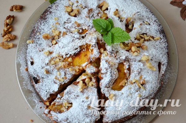 пирог с персиками рецепт с фото пошагово в духовке