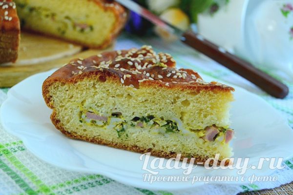 Пирог с яйцом и зеленым луком, рецепт с фото в духовке