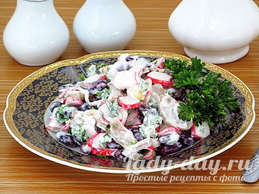салат из крабовых палочек и фасоли рецепт с фото