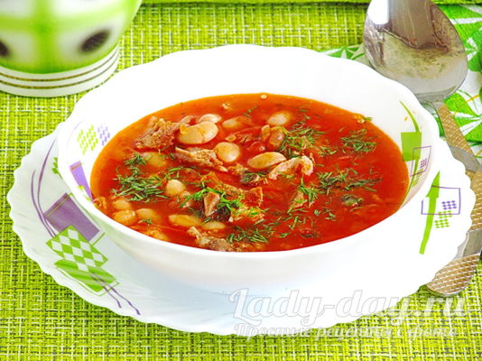 суп с фасолью и томатом